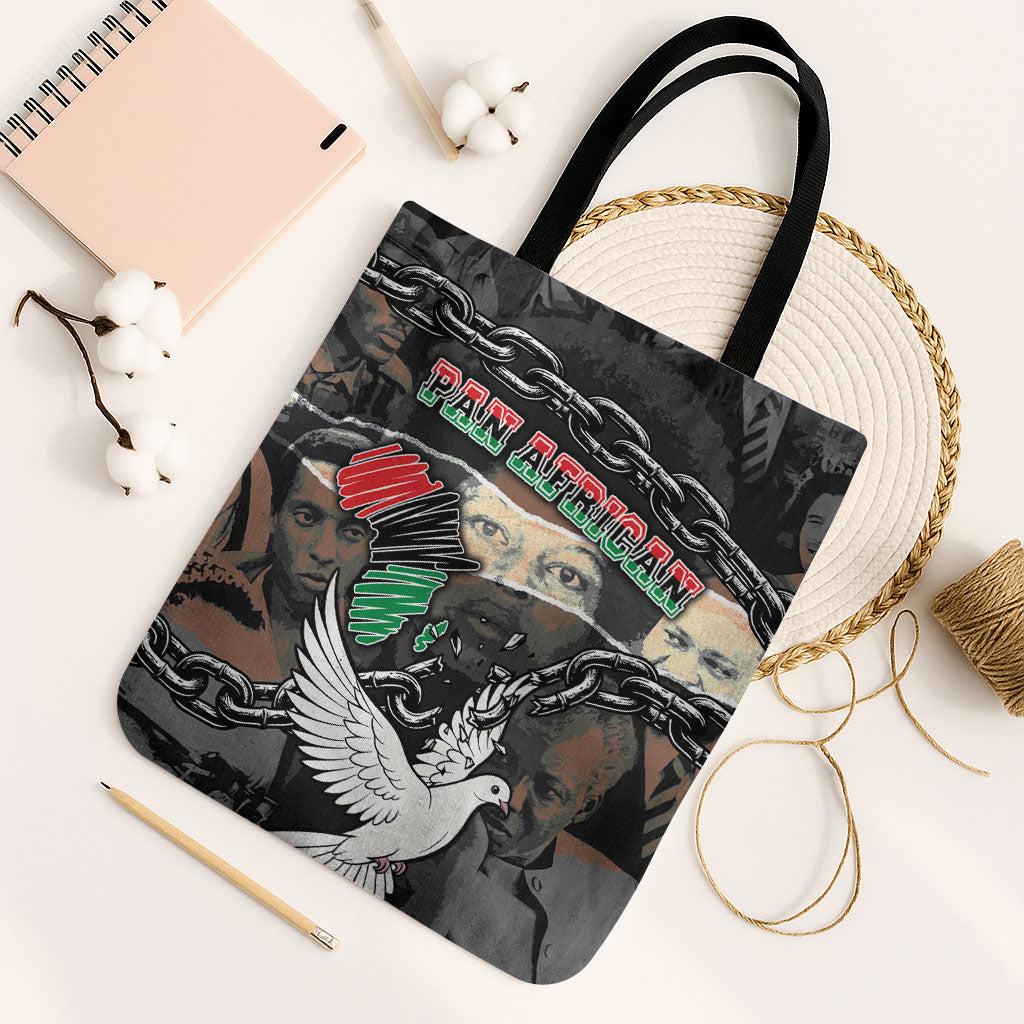 Unified Africa Pan African Raised Fist Peace Dove Chains Tote Bag Vintage Freedom Flag Map Collage