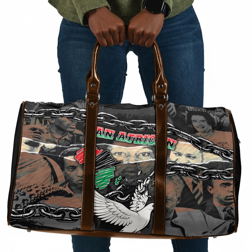Unified Africa Pan African Raised Fist Peace Dove Chains Travel Bag Vintage Freedom Flag Map Collage