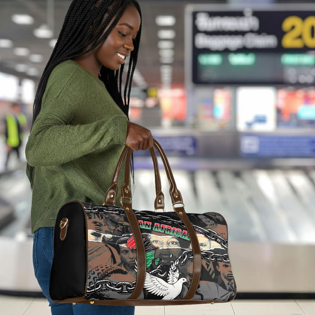 Unified Africa Pan African Raised Fist Peace Dove Chains Travel Bag Vintage Freedom Flag Map Collage
