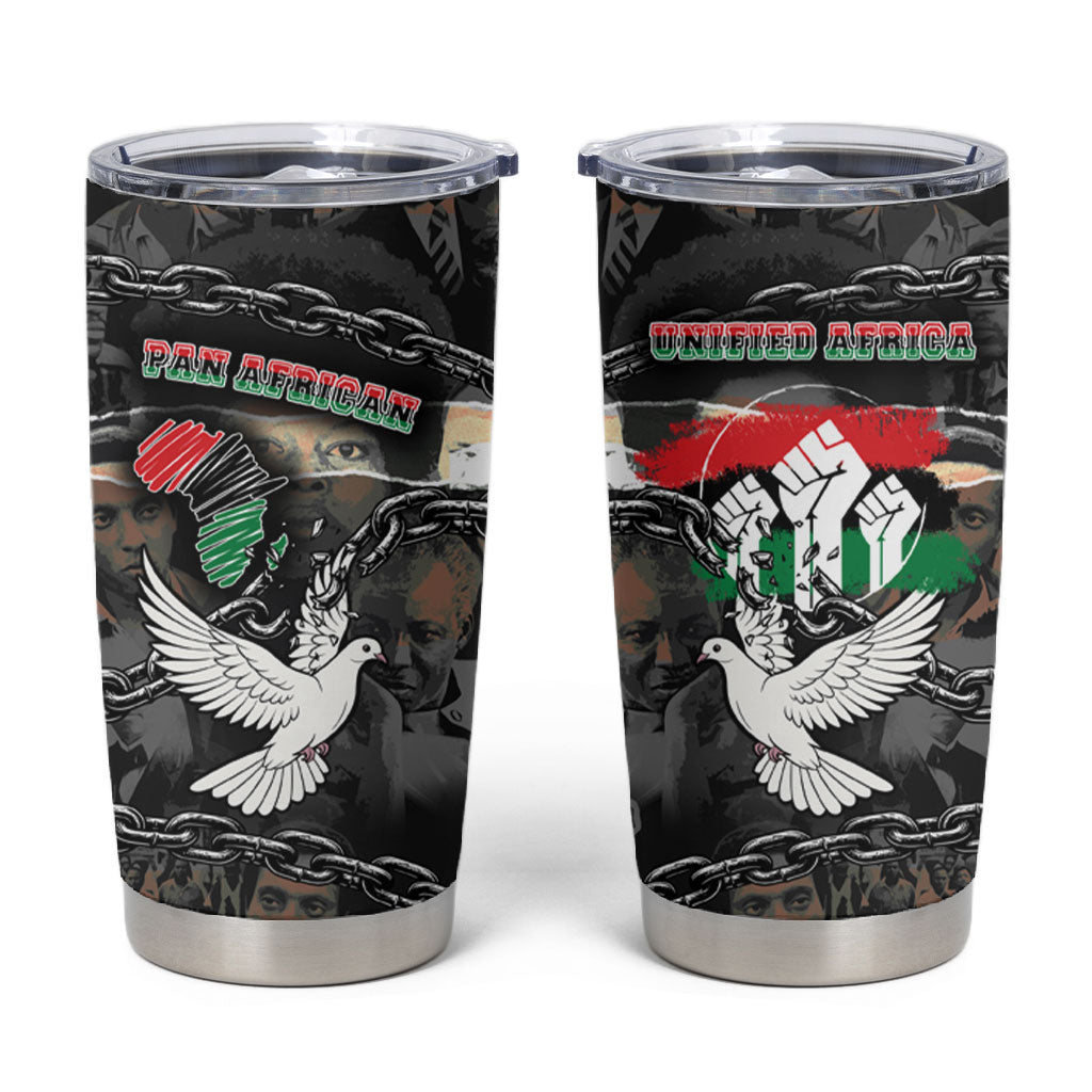 Unified Africa Pan African Raised Fist Peace Dove Chains Tumbler Cup Vintage Freedom Flag Map Collage