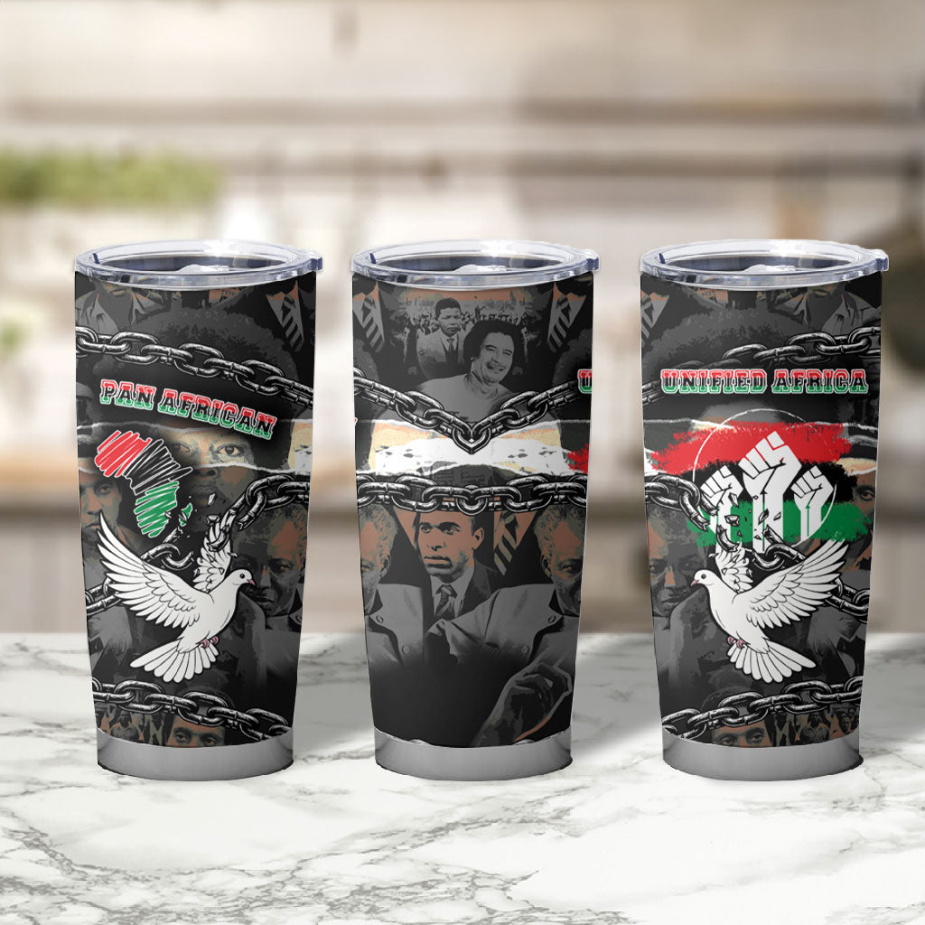 Unified Africa Pan African Raised Fist Peace Dove Chains Tumbler Cup Vintage Freedom Flag Map Collage