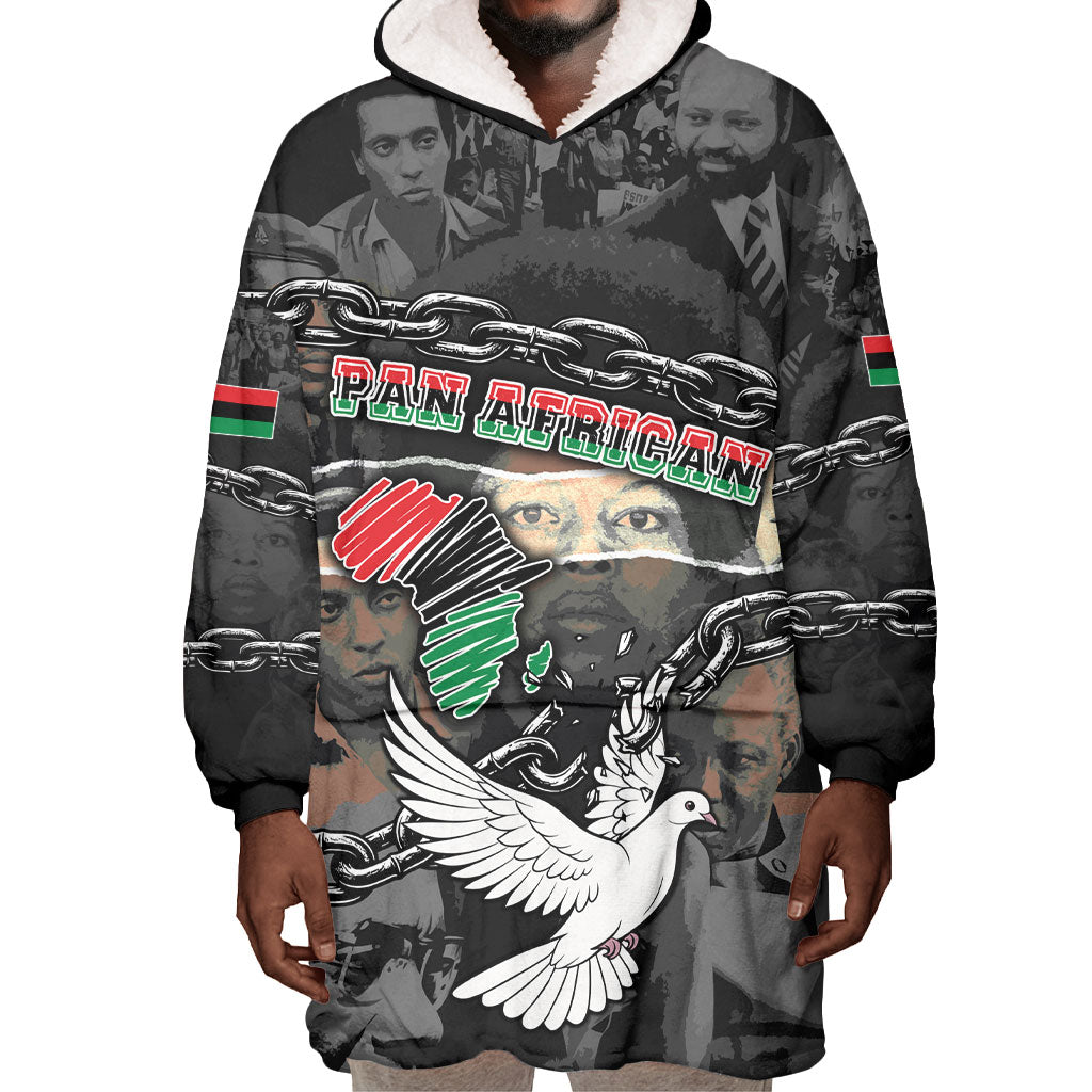 Unified Africa Pan African Raised Fist Peace Dove Chains Wearable Blanket Hoodie Vintage Freedom Flag Map Collage