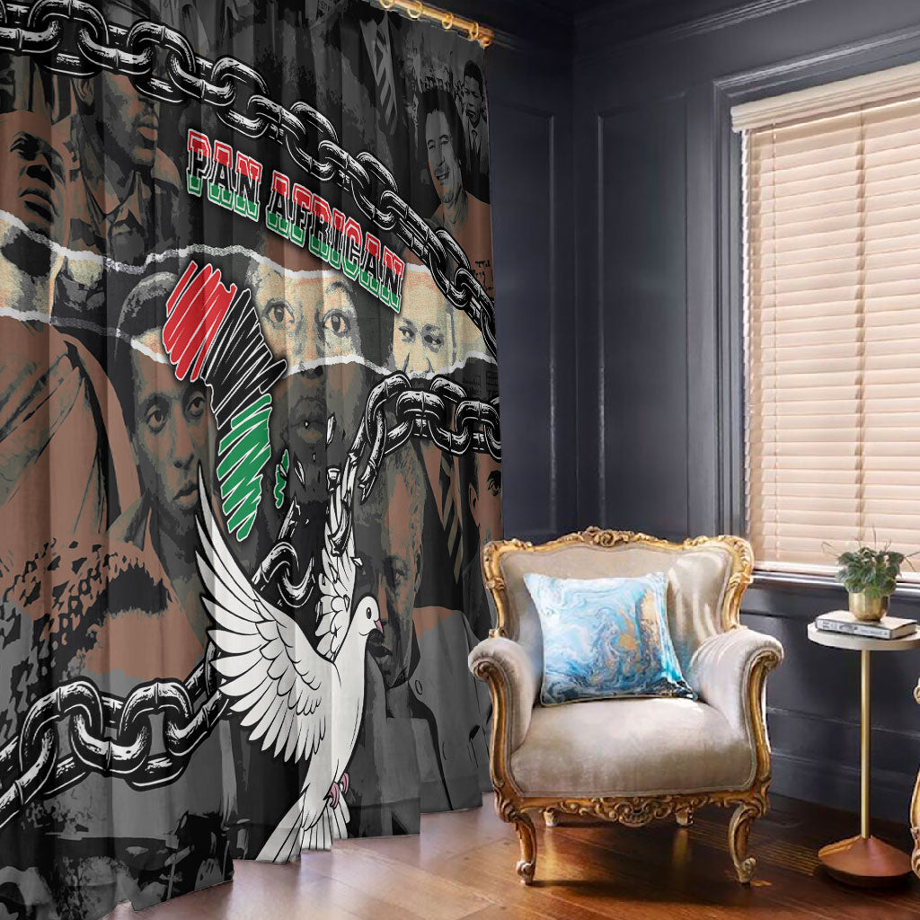 Unified Africa Pan African Raised Fist Peace Dove Chains Window Curtain Vintage Freedom Flag Map Collage