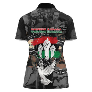 Unified Africa Pan African Raised Fist Peace Dove Chains Women Polo Shirt Vintage Freedom Flag Map Collage