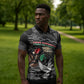 Unified Africa Pan African Raised Fist Peace Dove Chains Zipper Polo Shirt Vintage Freedom Flag Map Collage