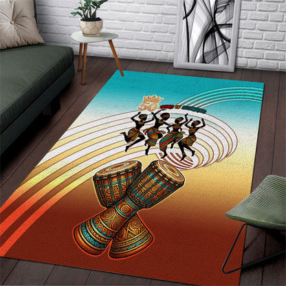 African 50th Birthday Area Rug Vibrant Tribal Celebration Drums Vintage 1976