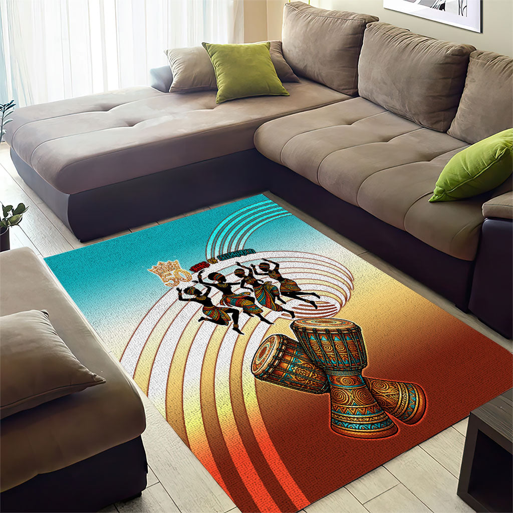 African 50th Birthday Area Rug Vibrant Tribal Celebration Drums Vintage 1976
