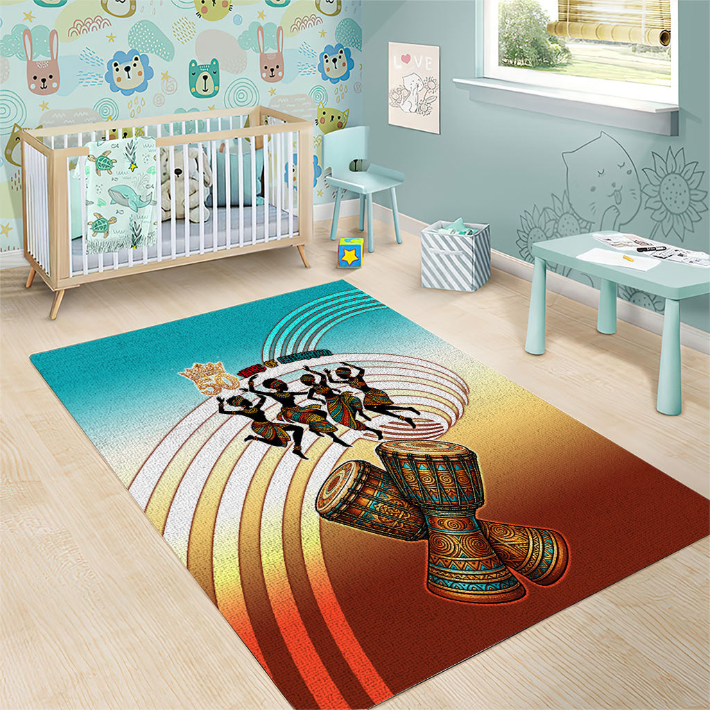 African 50th Birthday Area Rug Vibrant Tribal Celebration Drums Vintage 1976