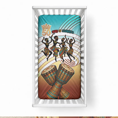 African 50th Birthday Baby Bed Cover Vibrant Tribal Celebration Drums Vintage 1976