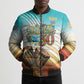 African 50th Birthday Bomber Puffer Jacket Vibrant Tribal Celebration Drums Vintage 1976