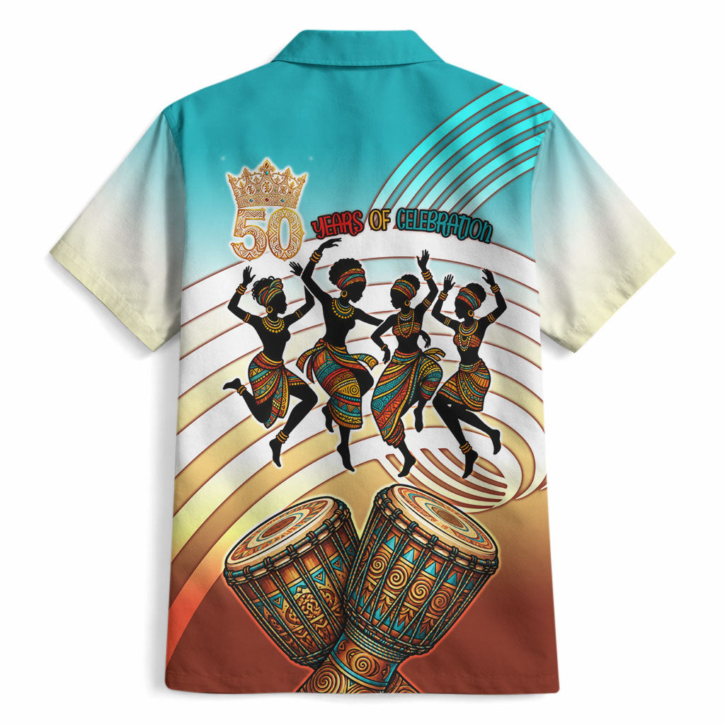African 50th Birthday Hawaiian Shirt Vibrant Tribal Celebration Drums Vintage 1976