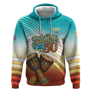 African 50th Birthday Hoodie Vibrant Tribal Celebration Drums Vintage 1976