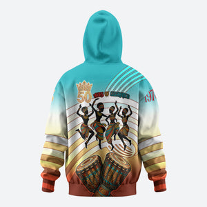 African 50th Birthday Hoodie Vibrant Tribal Celebration Drums Vintage 1976