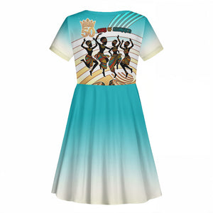 African 50th Birthday Kid Short Sleeve Dress Vibrant Tribal Celebration Drums Vintage 1976