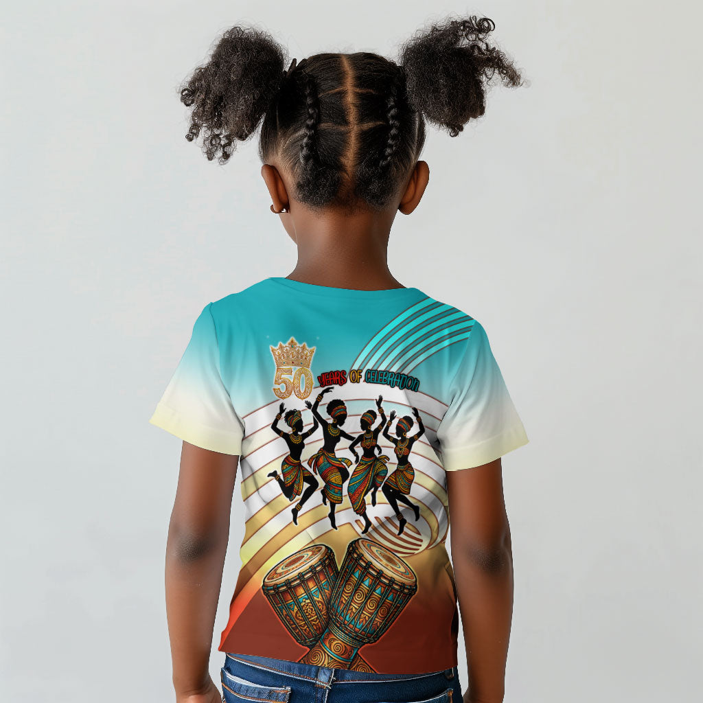 African 50th Birthday Kid T shirt Vibrant Tribal Celebration Drums Vintage 1976