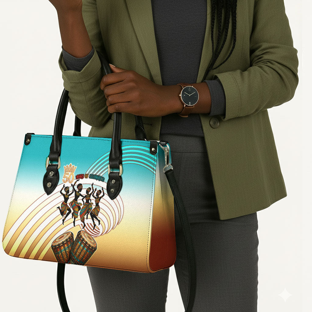 African 50th Birthday Leather Bag Vibrant Tribal Celebration Drums Vintage 1976