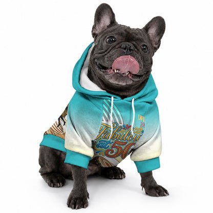 African 50th Birthday Pet Hoodie Vibrant Tribal Celebration Drums Vintage 1976
