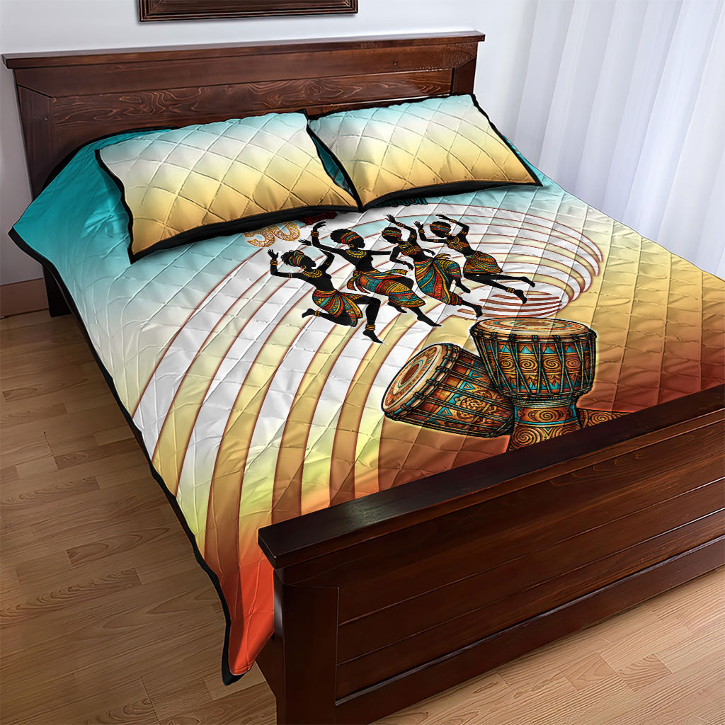 African 50th Birthday Quilt Bed Set Vibrant Tribal Celebration Drums Vintage 1976