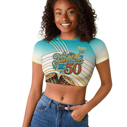African 50th Birthday Raglan Cropped T shirt Vibrant Tribal Celebration Drums Vintage 1976
