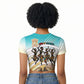 African 50th Birthday Raglan Cropped T shirt Vibrant Tribal Celebration Drums Vintage 1976