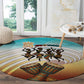 African 50th Birthday Round Carpet Vibrant Tribal Celebration Drums Vintage 1976