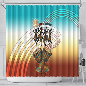 African 50th Birthday Shower Curtain Vibrant Tribal Celebration Drums Vintage 1976