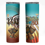 African 50th Birthday Skinny Tumbler Vibrant Tribal Celebration Drums Vintage 1976