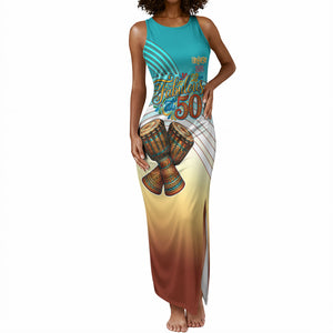 African 50th Birthday Tank Maxi Dress Vibrant Tribal Celebration Drums Vintage 1976
