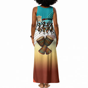 African 50th Birthday Tank Maxi Dress Vibrant Tribal Celebration Drums Vintage 1976