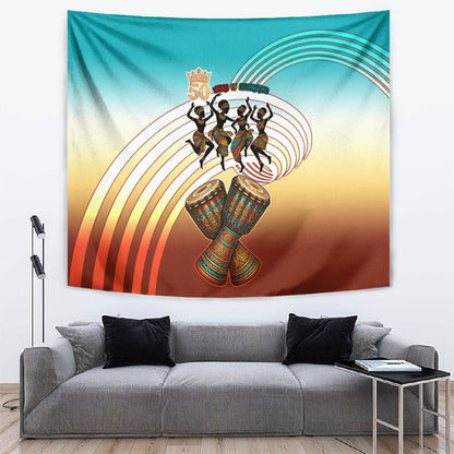 African 50th Birthday Tapestry Vibrant Tribal Celebration Drums Vintage 1976