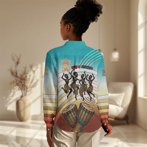 African 50th Birthday Women Casual Shirt Vibrant Tribal Celebration Drums Vintage 1976