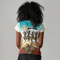 African 50th Birthday Women V-Neck T-Shirt Vibrant Tribal Celebration Drums Vintage 1976