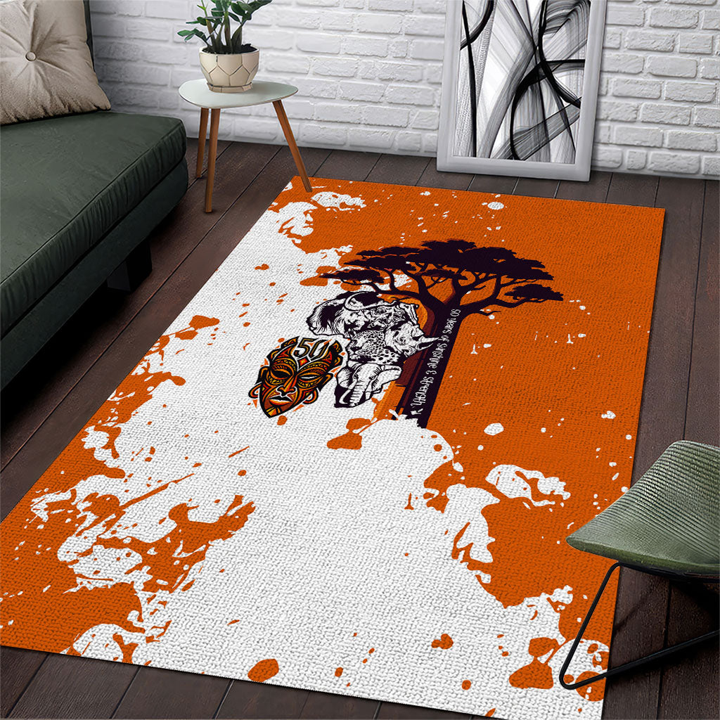 African 50th Birthday Wild And Free Area Rug Safari Wildlife Map Tribal Mask Heritage Art