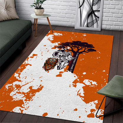 African 50th Birthday Wild And Free Area Rug Safari Wildlife Map Tribal Mask Heritage Art