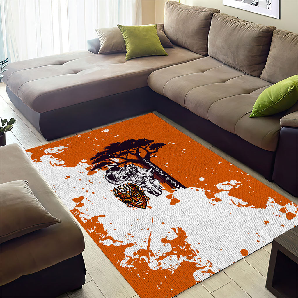 African 50th Birthday Wild And Free Area Rug Safari Wildlife Map Tribal Mask Heritage Art
