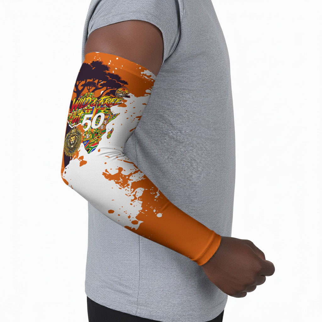 African 50th Birthday Wild And Free Arm Sleeves Safari Wildlife Map Tribal Mask Heritage Art