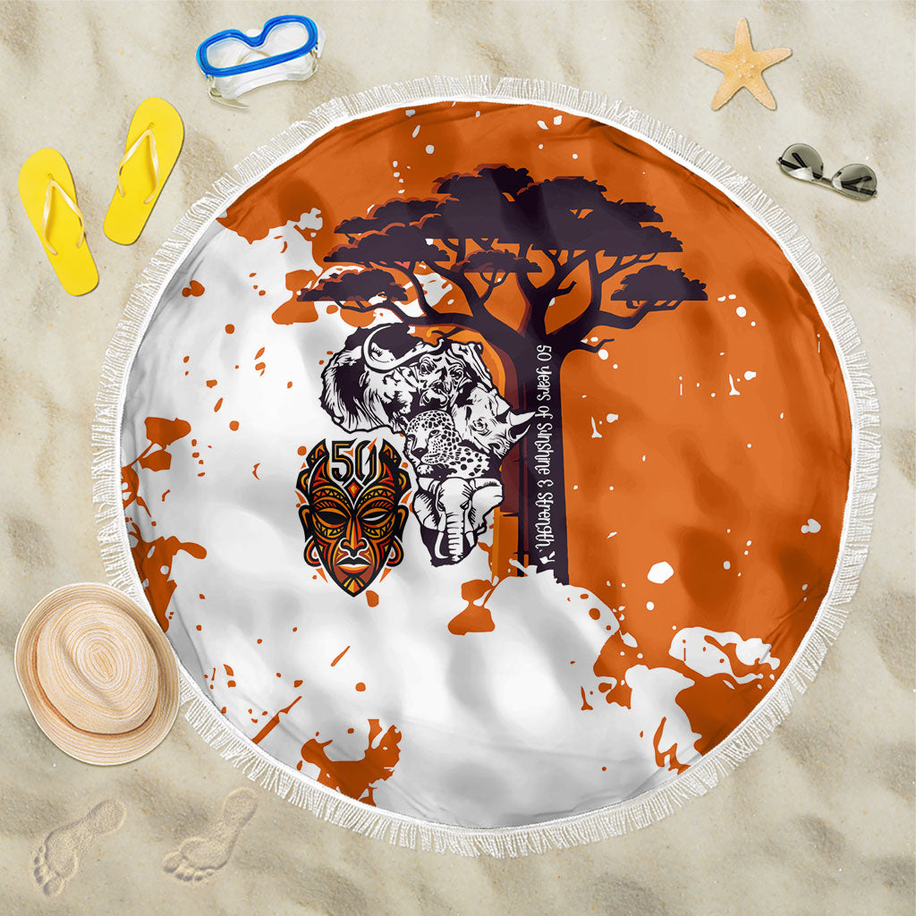 African 50th Birthday Wild And Free Beach Blanket Safari Wildlife Map Tribal Mask Heritage Art