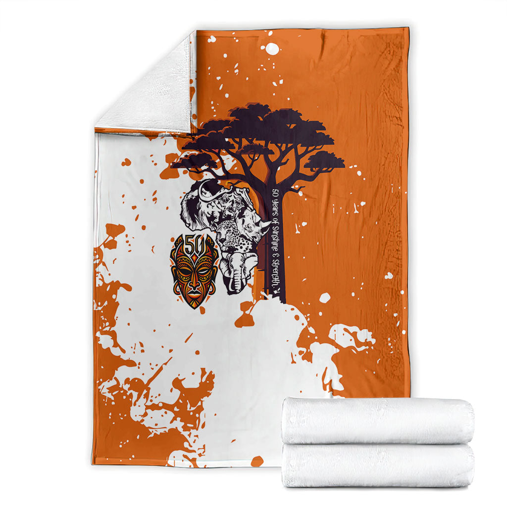 African 50th Birthday Wild And Free Blanket Safari Wildlife Map Tribal Mask Heritage Art