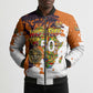 African 50th Birthday Wild And Free Bomber Puffer Jacket Safari Wildlife Map Tribal Mask Heritage Art