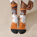 African 50th Birthday Wild And Free Crew Socks Safari Wildlife Map Tribal Mask Heritage Art