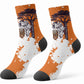 African 50th Birthday Wild And Free Crew Socks Safari Wildlife Map Tribal Mask Heritage Art