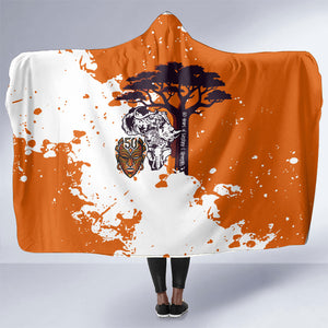 African 50th Birthday Wild And Free Hooded Blanket Safari Wildlife Map Tribal Mask Heritage Art