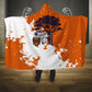 African 50th Birthday Wild And Free Hooded Blanket Safari Wildlife Map Tribal Mask Heritage Art