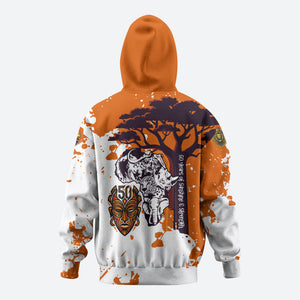 African 50th Birthday Wild And Free Hoodie Safari Wildlife Map Tribal Mask Heritage Art