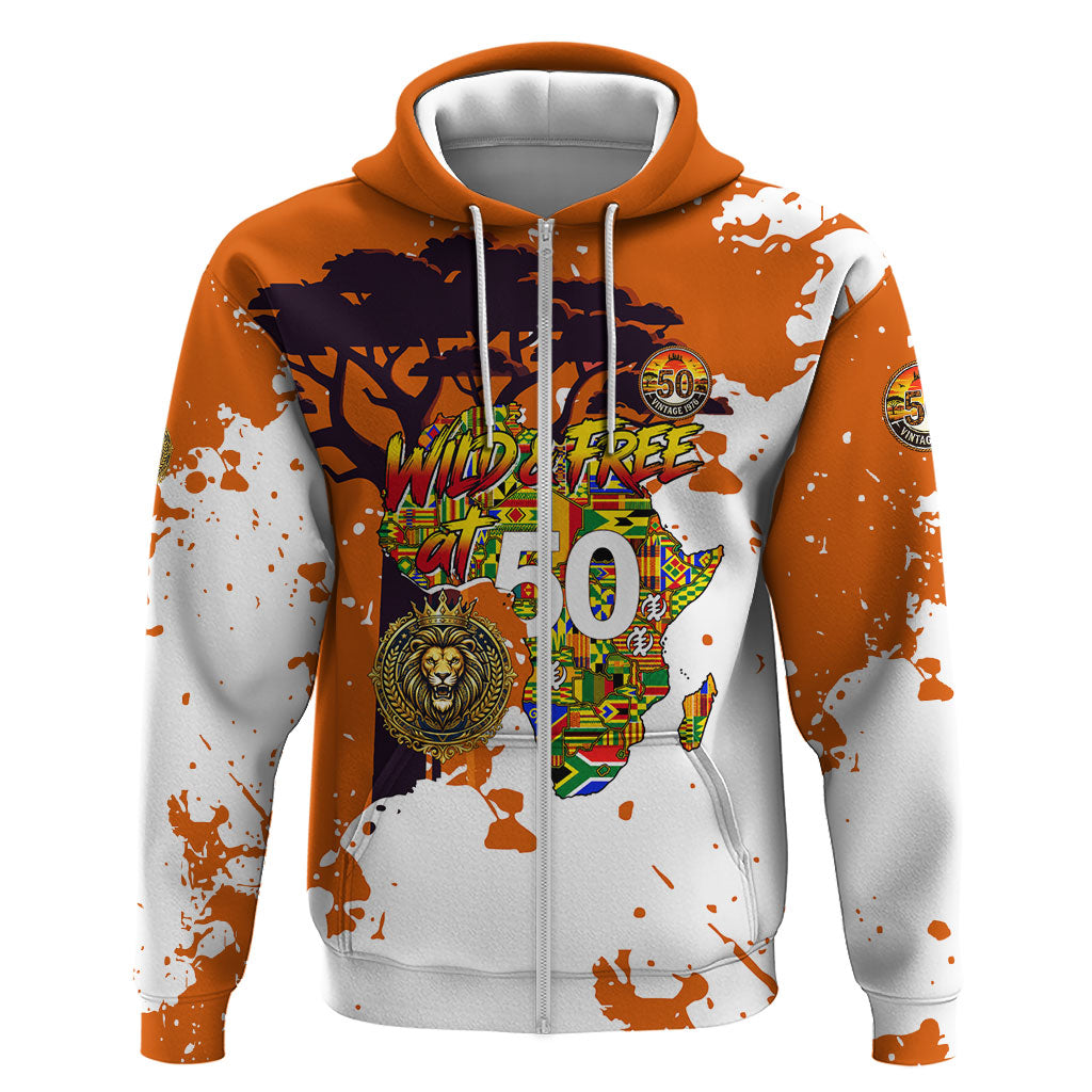 African 50th Birthday Wild And Free Hoodie Safari Wildlife Map Tribal Mask Heritage Art