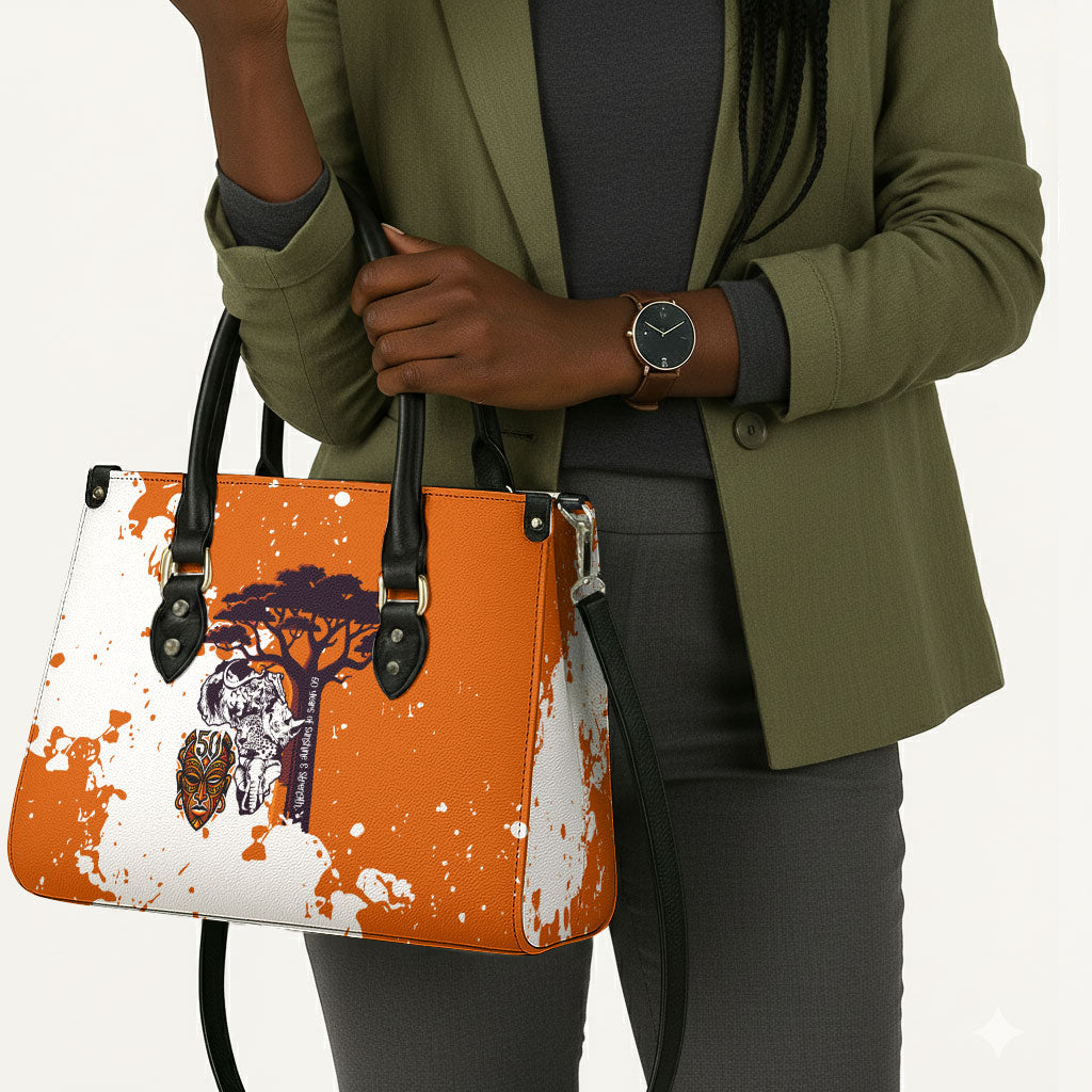 African 50th Birthday Wild And Free Leather Bag Safari Wildlife Map Tribal Mask Heritage Art