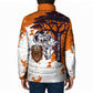 African 50th Birthday Wild And Free Padded Jacket Safari Wildlife Map Tribal Mask Heritage Art