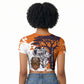 African 50th Birthday Wild And Free Raglan Cropped T shirt Safari Wildlife Map Tribal Mask Heritage Art