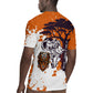 African 50th Birthday Wild And Free Rugby Jersey Safari Wildlife Map Tribal Mask Heritage Art