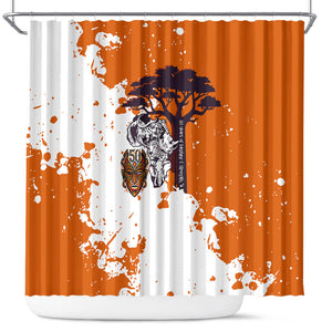 African 50th Birthday Wild And Free Shower Curtain Safari Wildlife Map Tribal Mask Heritage Art